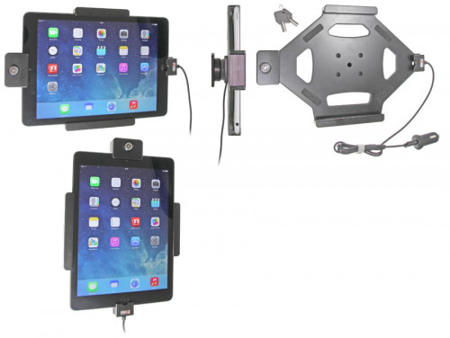 Support voiture  Brodit Apple iPad Air  antivol - Support actif avec cig-plug et le câble USB. Avec rotule. 2 clefs. Réf 535577