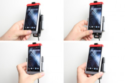Support voiture  Brodit HTC One  avec chargeur allume cigare - Avec rotule. Pour appareil avec étui. Réf 521525