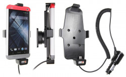 Support voiture Brodit HTC One avec chargeur allume cigare - Avec rotule. Pour appareil avec étui. Réf 521525
