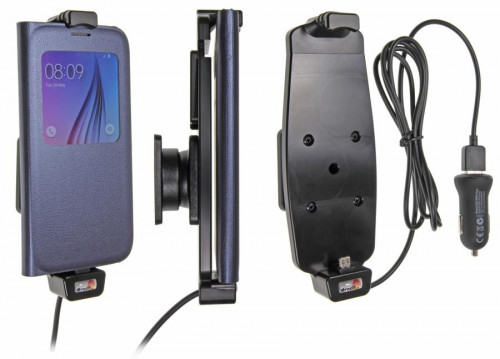 Support voiture Brodit Samsung Galaxy S6/S7 avec chargeur allume cigare - Avec rotule. Avec câble USB. Convient appareils avec étui Réf 521724