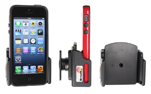 Support voiture Brodit réglable passif avec rotule pour iPhone 5 - Support réglable. Pour appareil avec étui de dimensions: Larg: 62-77 mm, épaiss.: 6-10 mm. Réf 511428
