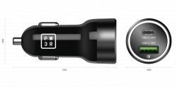 Chargeur de voiture PW3R à double port. Réf PWR-CPC-51W